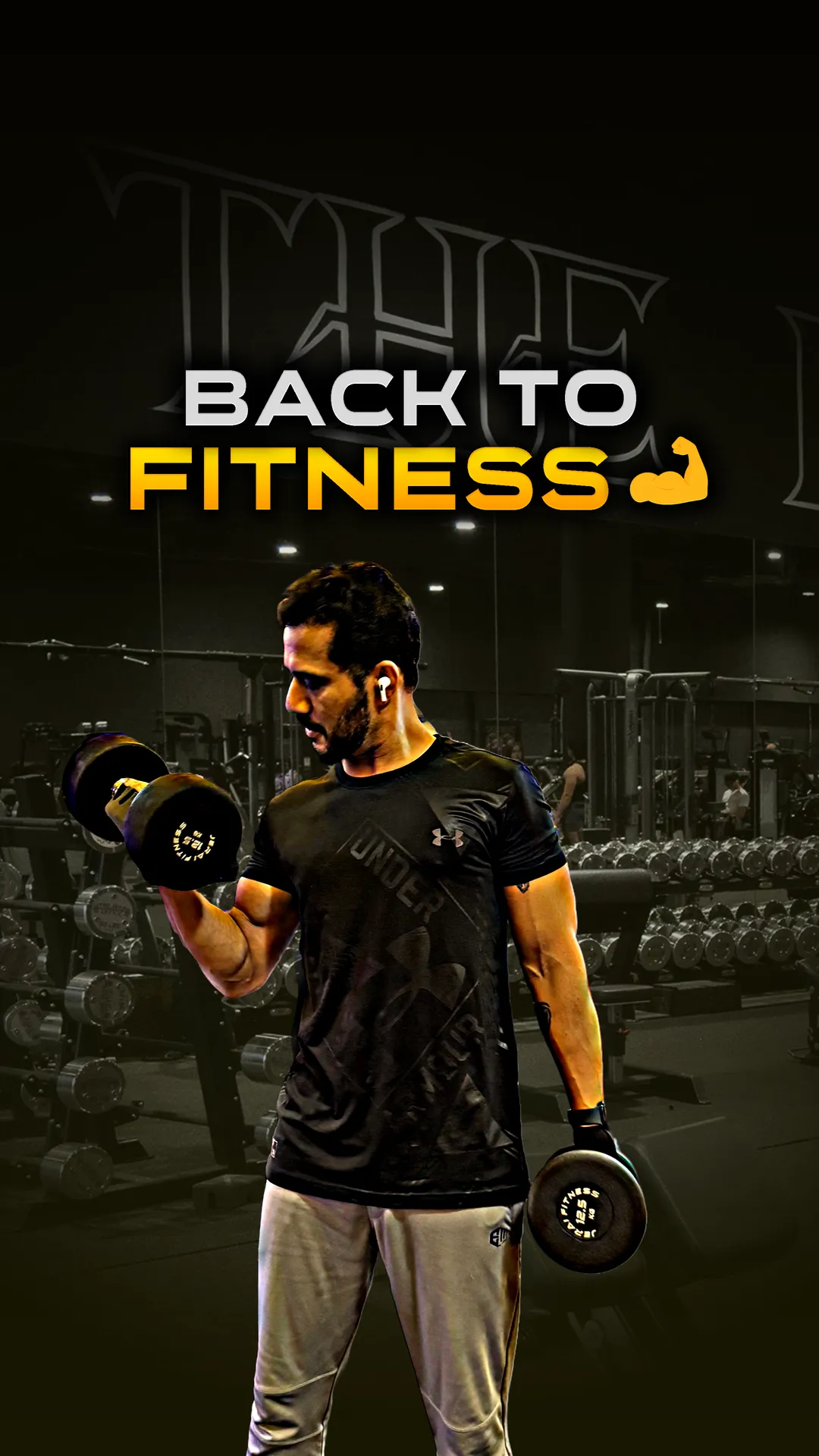 Gym comeback creative with bold typography for a fitness coach.